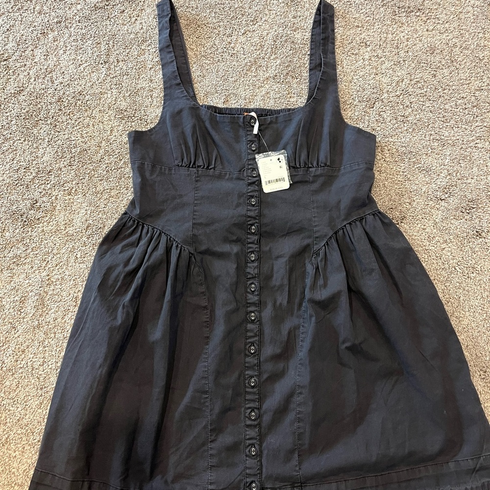 Free People Astrid mini dress 
Black Button-Down Sleeveless Dress